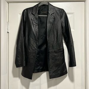 Long Line Black Leather Jacket